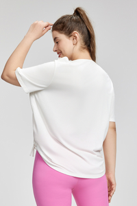 Plus Size Women's Drawstring Adjustable Sports T-shirt