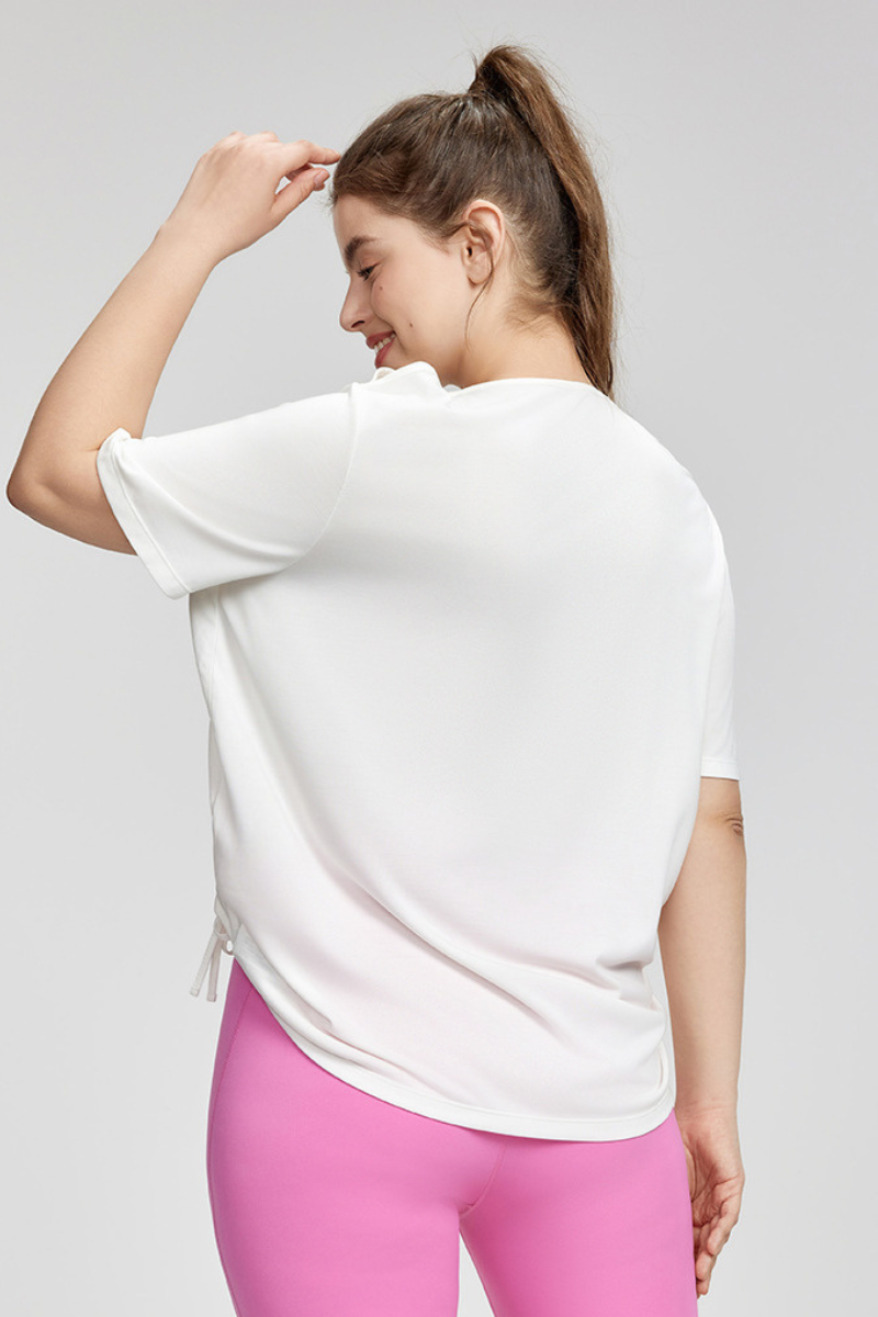 Plus Size Women's Drawstring Adjustable Sports T-shirt