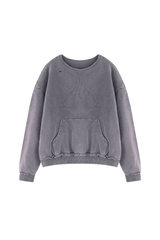 Women's Fall Raw Edge Neck Kangaroo Pocket Sweatshirt
