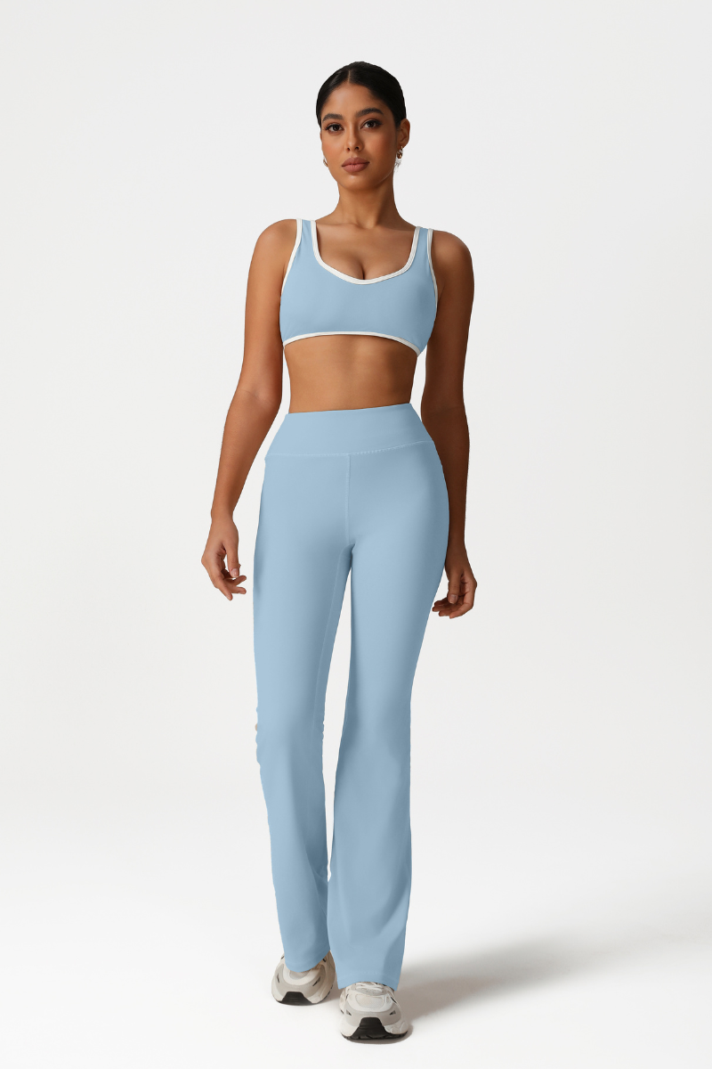 Women High-Waisted Bootcut Butt-Lifting Yoga Set: Sports Bra + Flared Pants