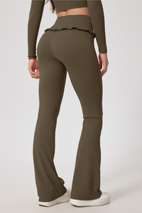 Women's High Waist Lace Solid  Sporty Flared Pants