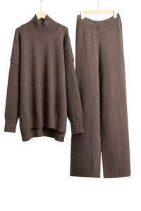 Thick-knit long pants set