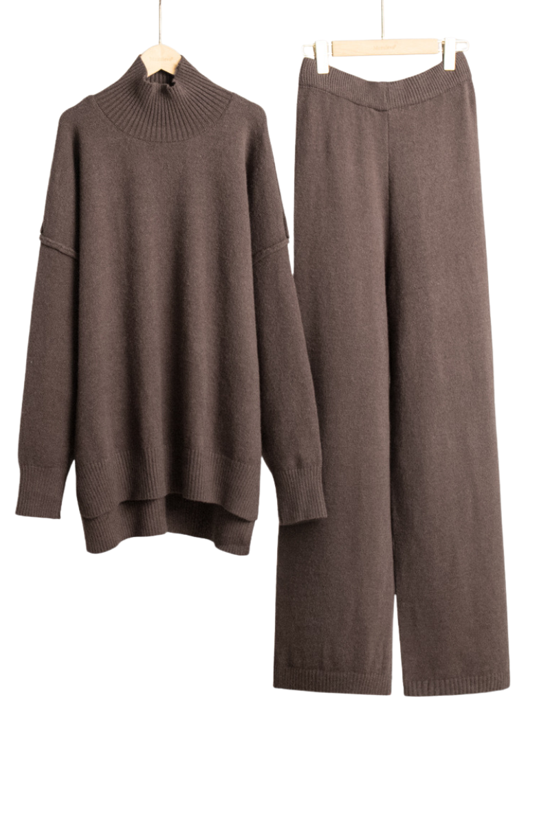 Thick-knit long pants set