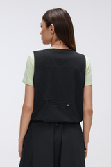 Women's Workwear Sleeveless  Drawstring Waist Cargo Vest