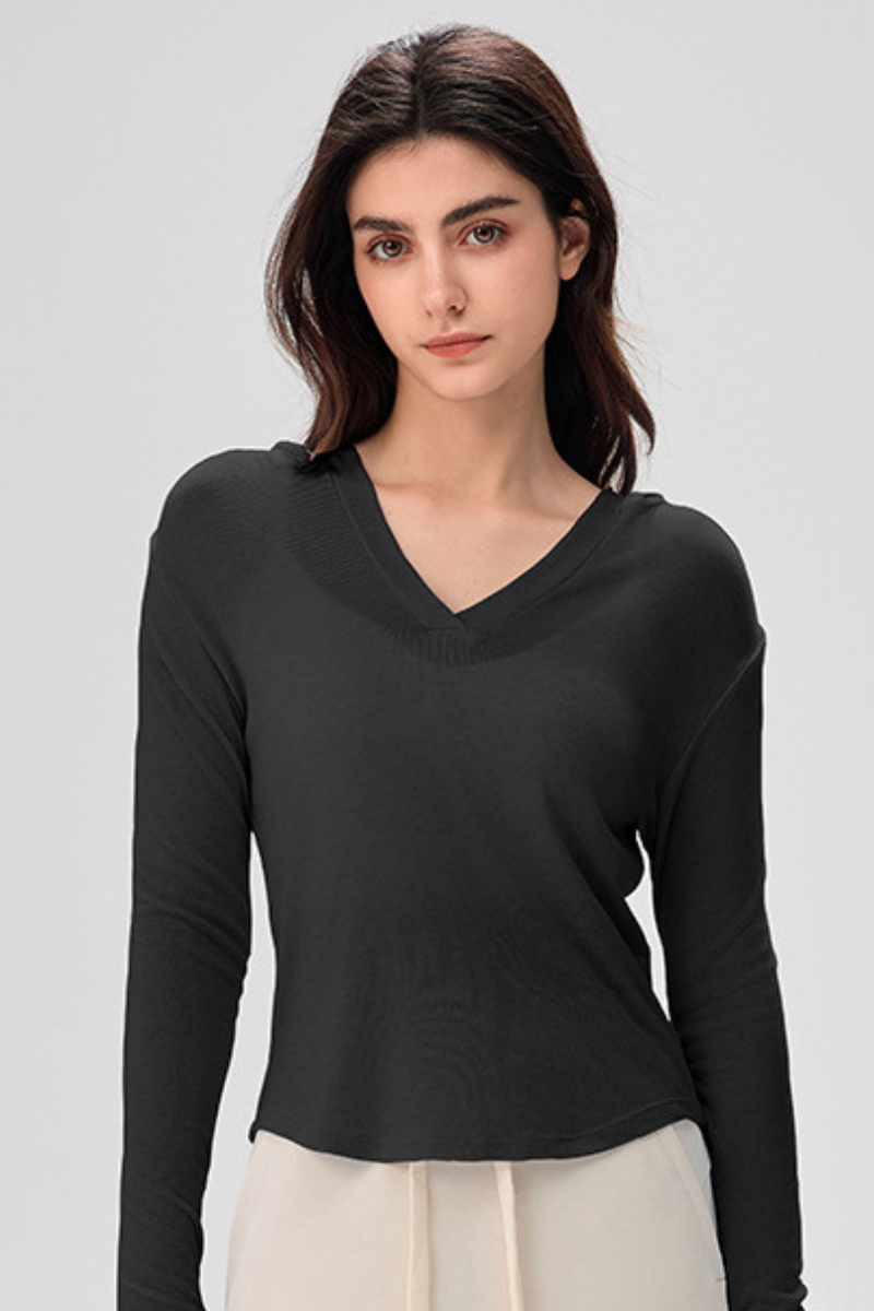 Women's Spring Loose Fit Lightweight V-neck Sheer Hoodie