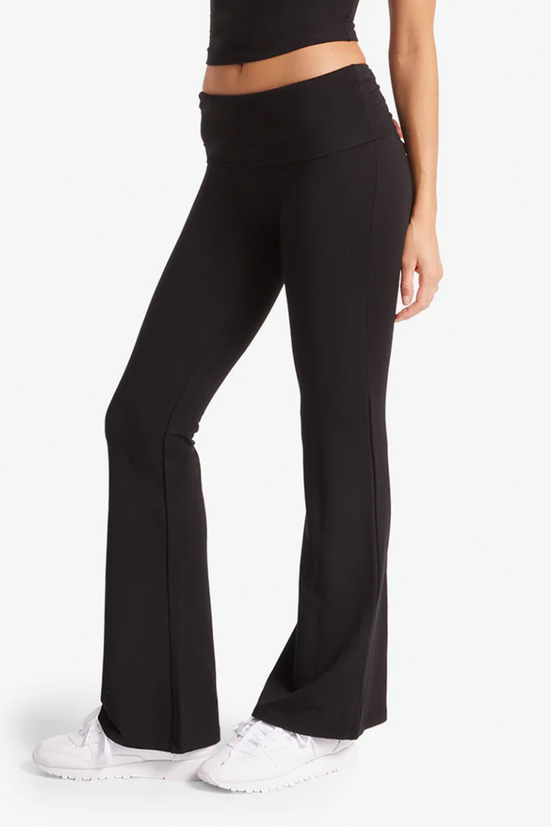 Women's Athletic Fold-Over Slim Fit Stretchy Flare Pants