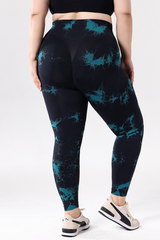 Plus Size Women's Tie-Dye High-Rise Sports Leggings