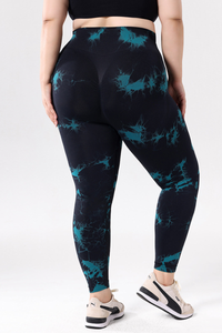 Plus Size Women's Tie-Dye High-Rise Sports Leggings