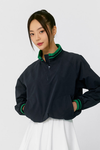 Women's Fall Color Block Tennis Sport Quarter Zip Sweatshirt