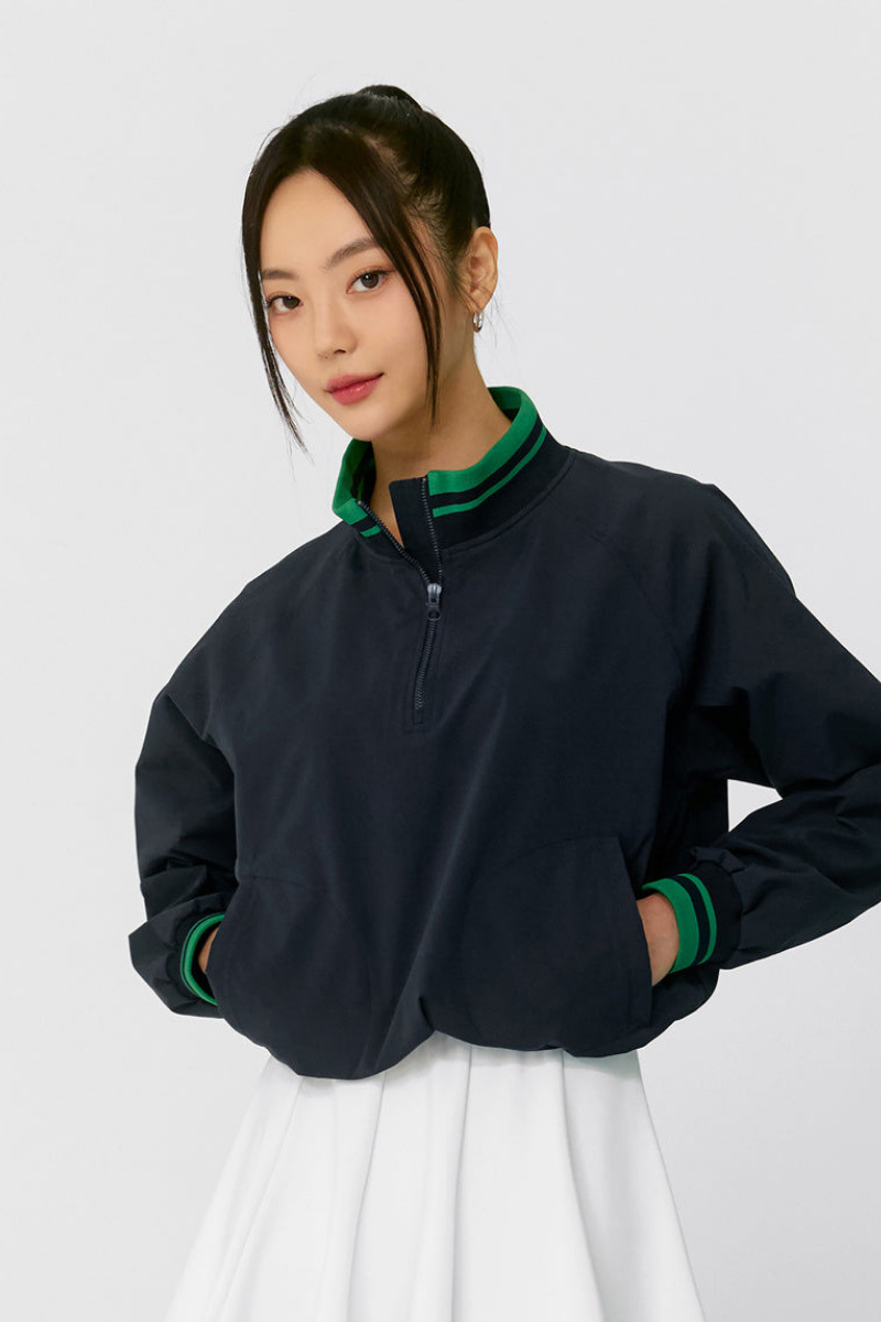 Women's Fall Color Block Tennis Sport Quarter Zip Sweatshirt