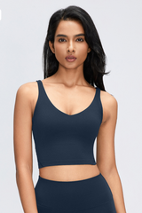 Women's Naked Feeling V Neck Padded Sports Yoga Bra