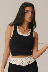 Women's Fake Two-Piece Polka Dot Color Block Tank Top