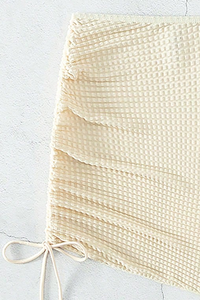 Women's Halter Pleated Side Tie 3 Piece Bikini Set