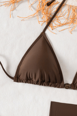 Women's Triangle Cup Thin Strap Sexy Three-piece Bikini Set