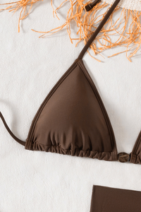 Women's Triangle Cup Thin Strap Sexy Three-piece Bikini Set