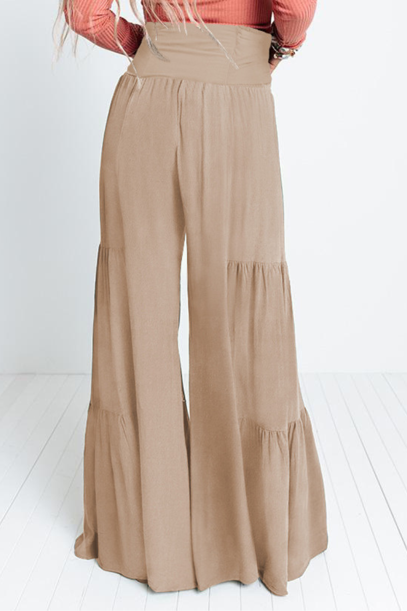 Women's vintage layered wide-leg pants