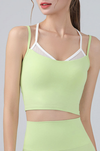 Women's Double Straps Mesh Spliced Cropped Sports Cami