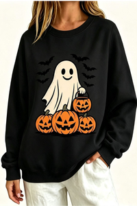 Women's Fall Halloween Spooky Ghost Pumpkin Sweatshirt