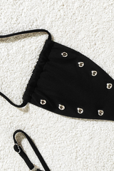 Women's Solid Cutout Spaghetti Strap Sexy Bikini Set