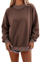 Women's Fall Polka Dot Color Block Mockneck Sweatshirt