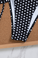 Women's Summer Polka Dot Ruffle Trim Side Tie Tankin Sets