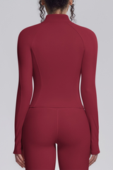 Women's Stand Collar Full Zip Slim Fit Workout Yoga Jacket