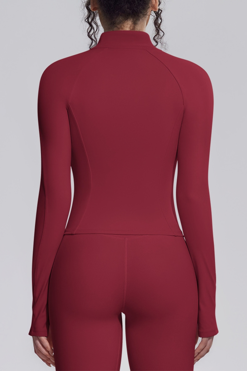 Women's Stand Collar Full Zip Slim Fit Workout Yoga Jacket
