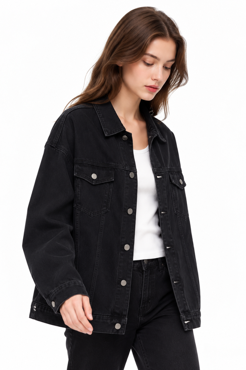 Women's Fall Oversized Drop Shoulder Denim Jacket