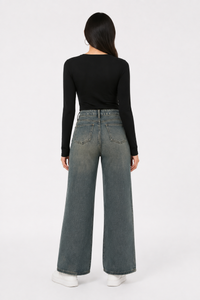 Women's Vintage High-Waisted Loose Wide-leg Jeans
