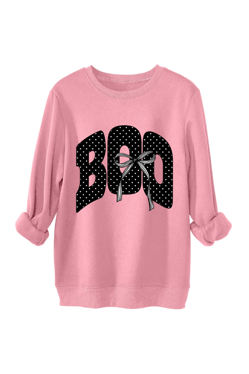 Women's Fall Boo Graphic Polka Dot Print Halloween Pullover