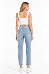 Women's High Waist Distressed Ripped Stretch Jeans