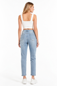 Women's High Waist Distressed Ripped Stretch Jeans