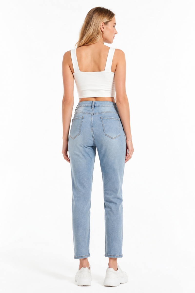 Women's High Waist Distressed Ripped Stretch Jeans