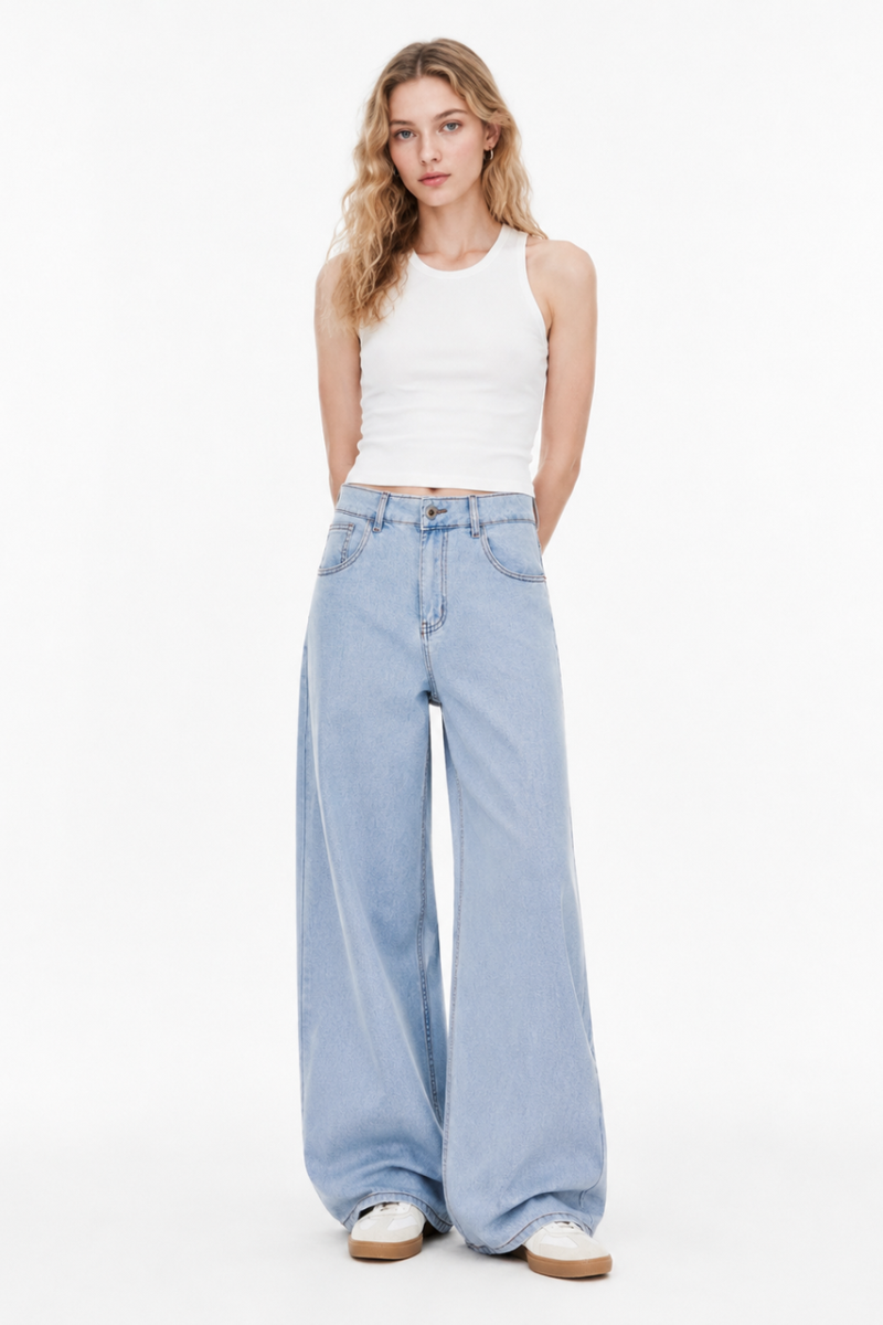 Women's Fall Mid Waist Wide Leg Jeans