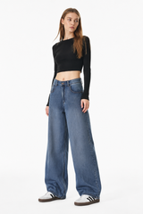 Women’s Washed Baggy Wide Leg Jeans