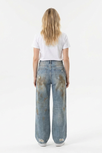Women's Multi-Layer Dirty Wash High Waist Wide Leg Jeans