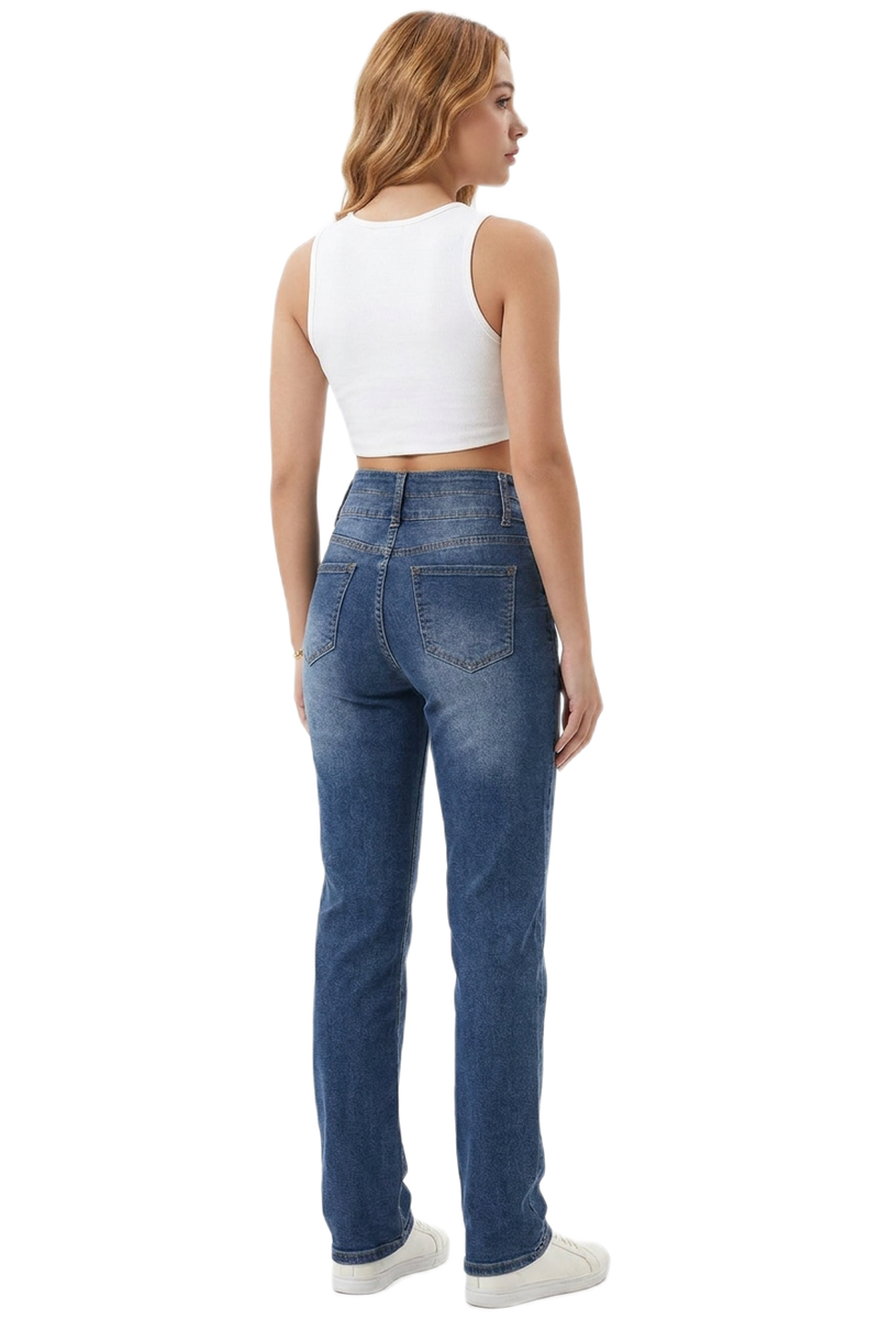 Women's Fall Washed Double-Button Panelled Jeans