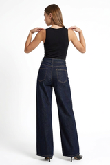 Women's Fall Front Pocket High Waist Stretch Wide Leg Jeans
