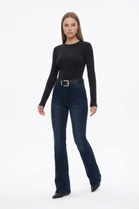 Women's Fall Washed High Waist Flare Jeans