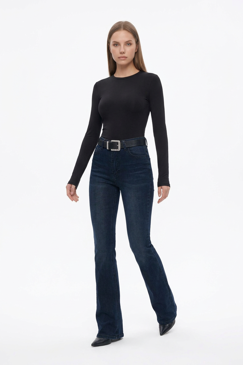 Women's Fall Washed High Waist Flare Jeans