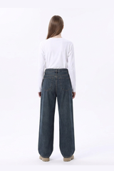 Women's 100% Cotton Vintage Relaxed-Fit Wide Leg Jeans