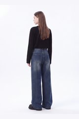 Women's High Waist Wash Wide Leg Jeans