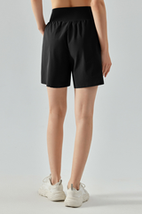Women Summer High Waist Pocket Quick Dry Sports Shorts