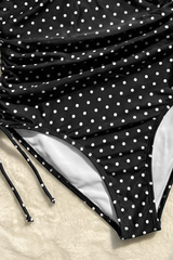 Women's Retro Polka-Dot Side Drawstring V-neck Swimsuit
