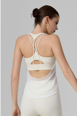 Women's Two-in-One Halterneck Cross Back Sports Tank Top