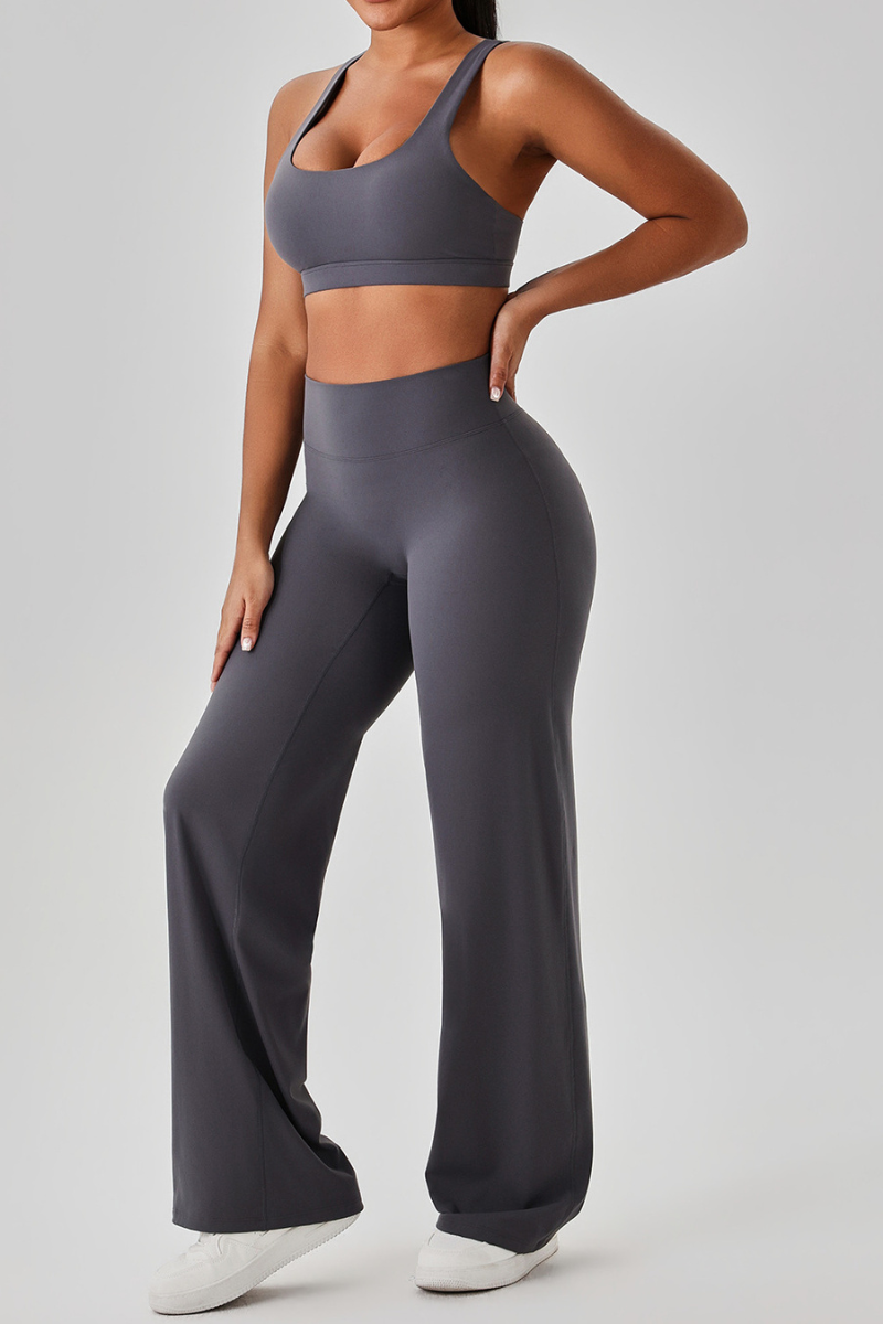 Women's Bare Feel Cutout Bra & Quick Dry Wide Leg Pant Set