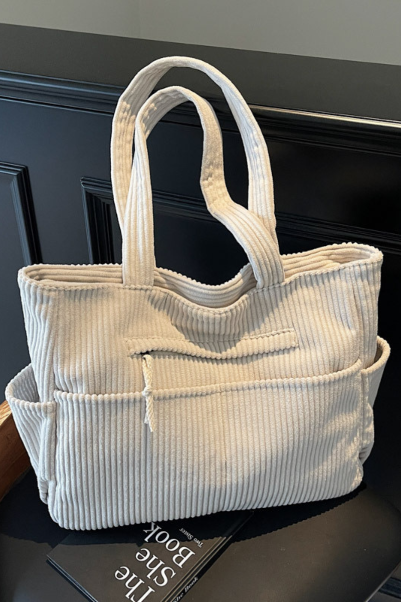 Women's Fall Vintage Corduroy Hand-Carry & Shoulder Tote Bag