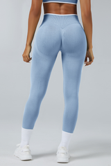 Women's Color Contrast Trim Seamless High Waist Yoga Leggings