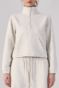 Women's Fall Half Zip Stand Collar Cropped Sweatshirt