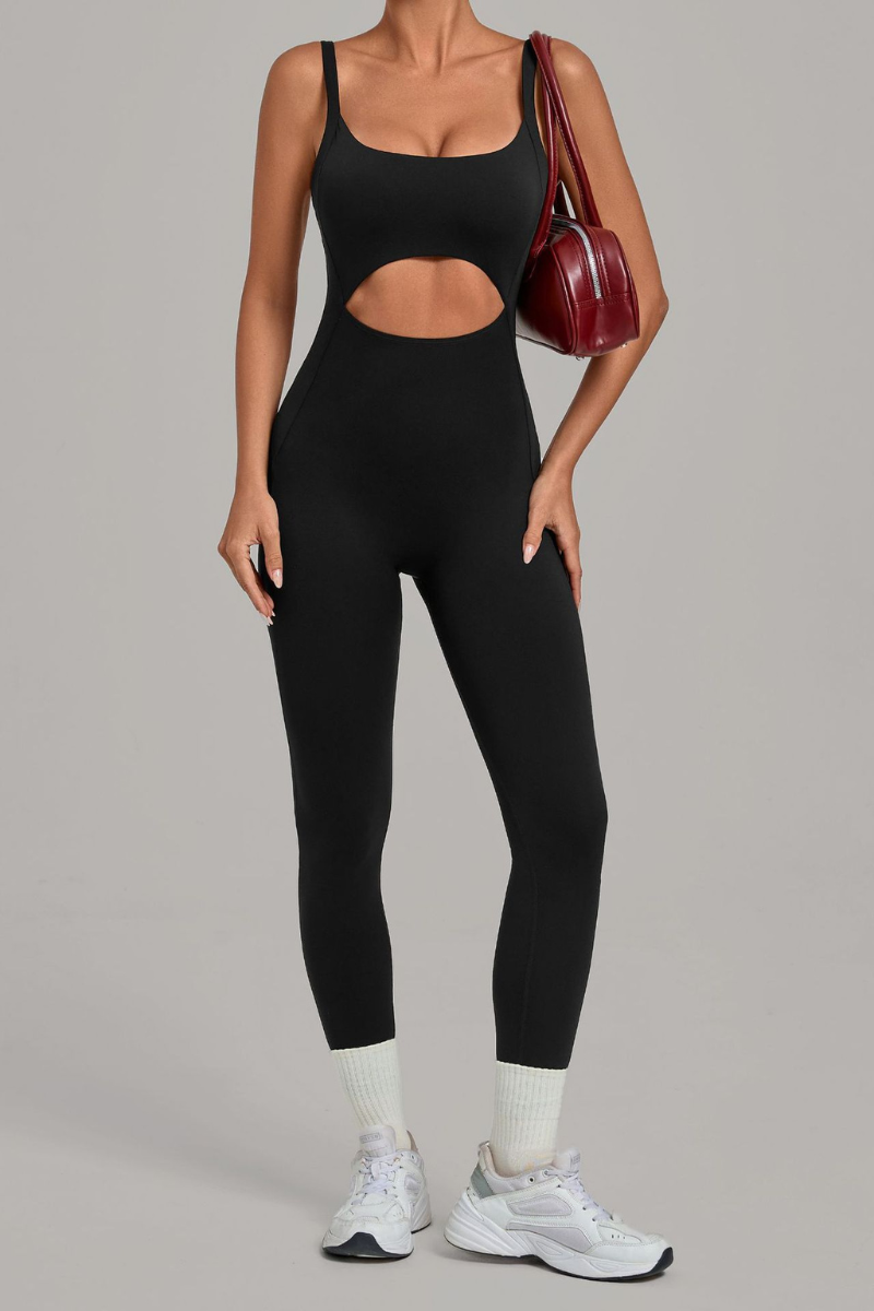 Women’s Cutout Adjustable Strap Form-Fitting Yoga Jumpsuit